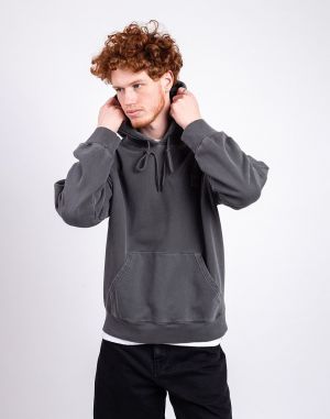 Carhartt WIP Hooded Nelson Sweat Graphite garment dyed