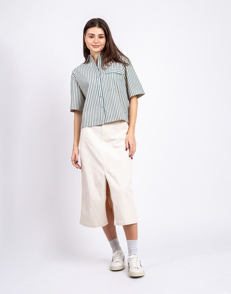Yerse Denim Midi Skirt 002 ECRU