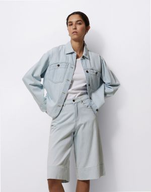 Yerse Indigo Blue Denim Bermuda Shorts 056 INDIGO