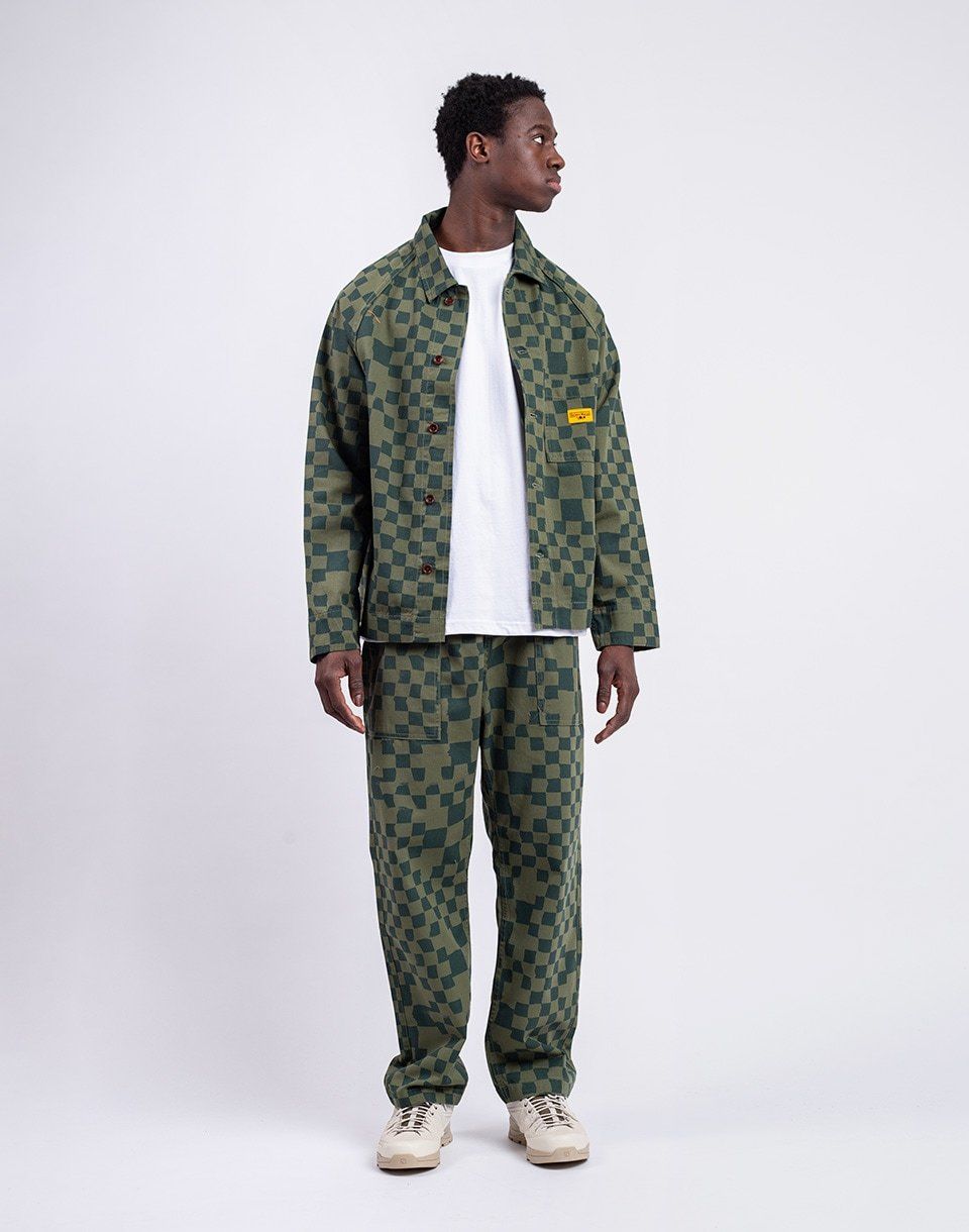Service Works Printed Chef Pants OLIVE CHECKER