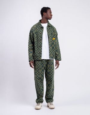 Service Works Printed Chef Pants OLIVE CHECKER