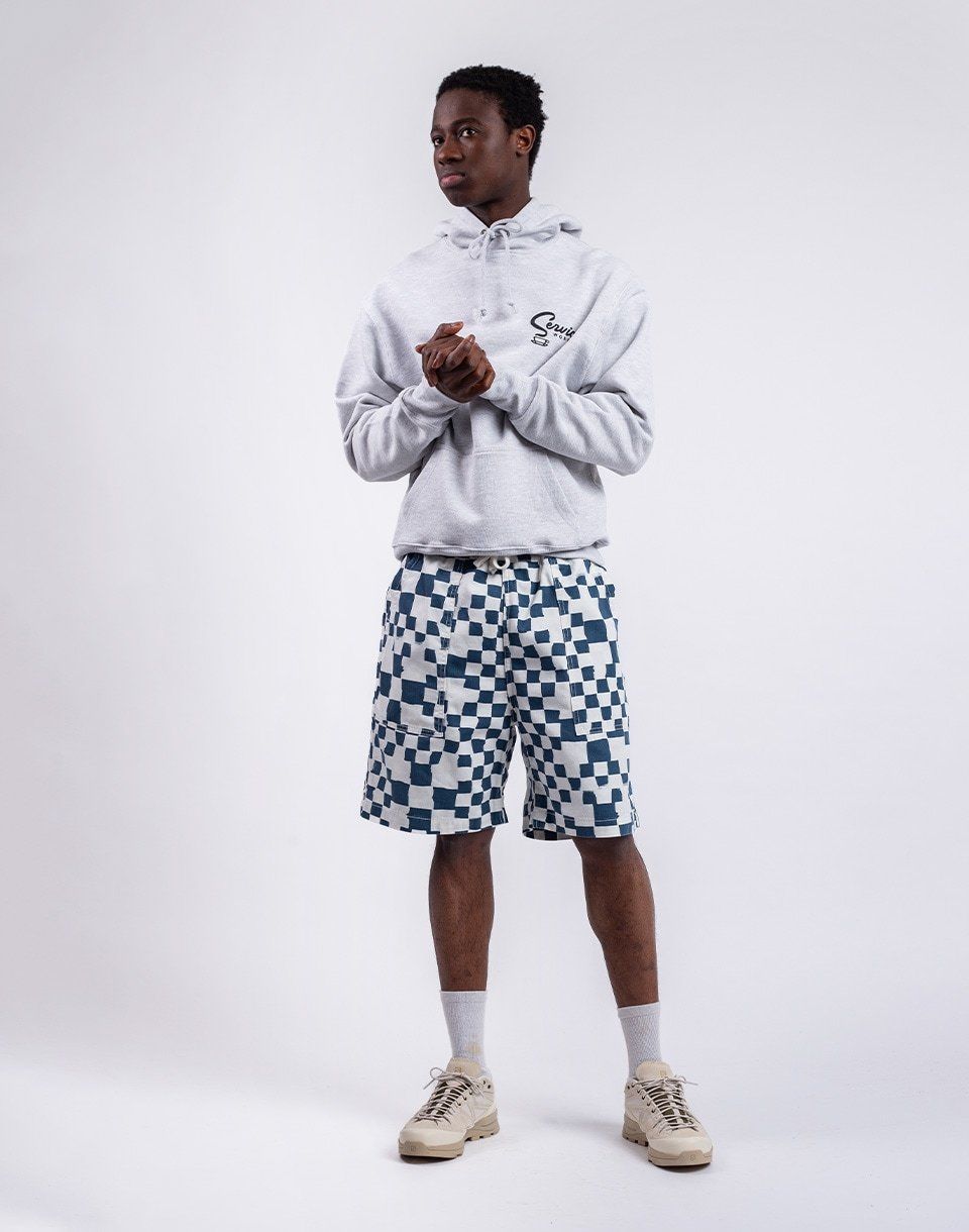 Service Works Printed Chef Short TEAL CHECKER