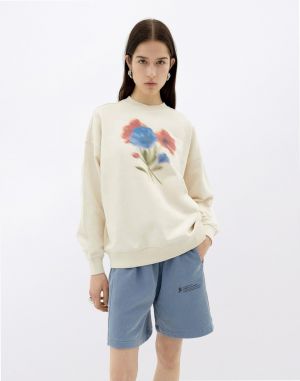 Thinking MU Blurry Flower Jimena Sweatshirt WHITE