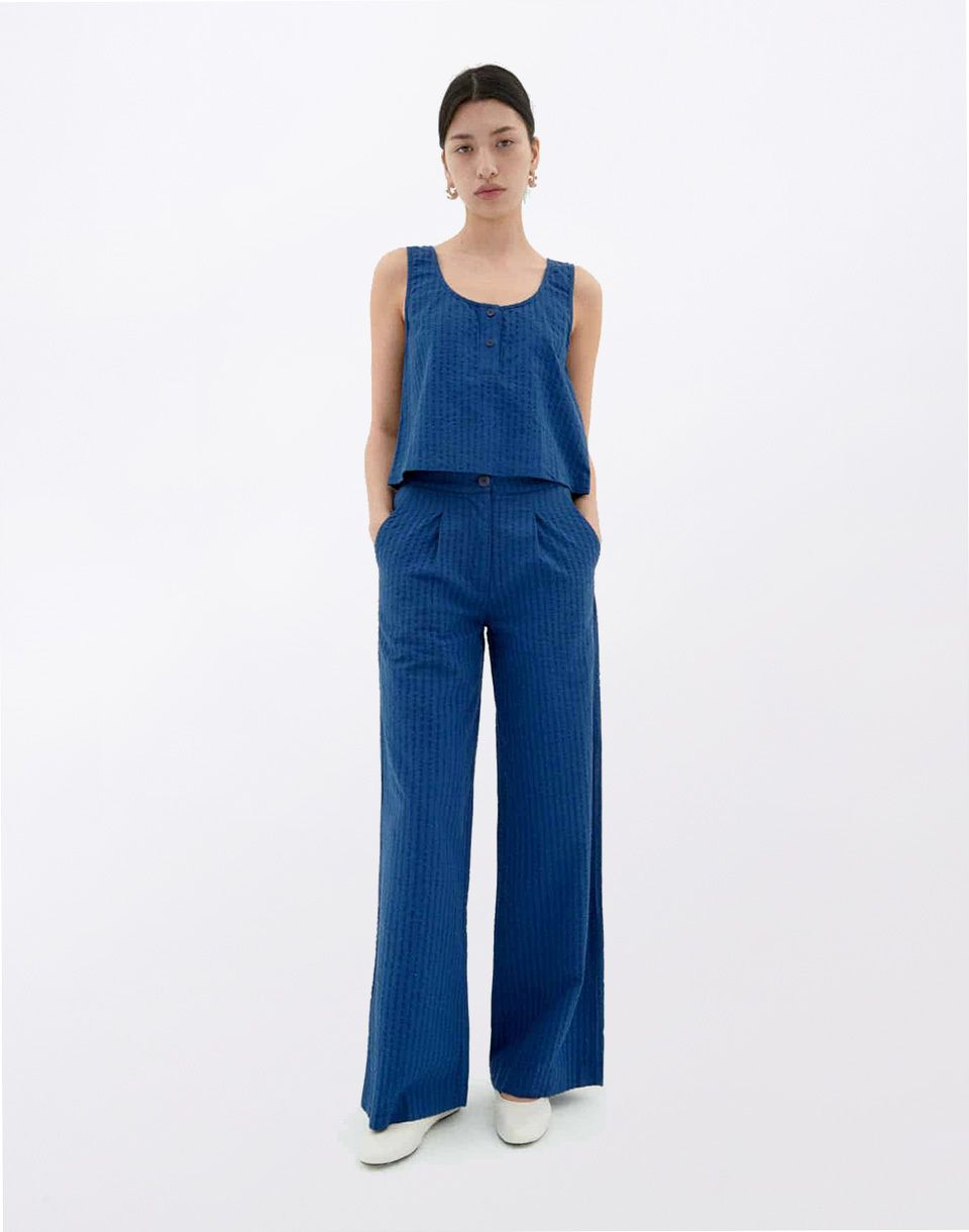 Thinking MU Cobalt Seersucker Manolity Pants BLUE