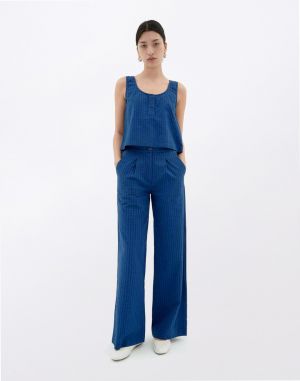 Thinking MU Cobalt Seersucker Manolity Pants BLUE
