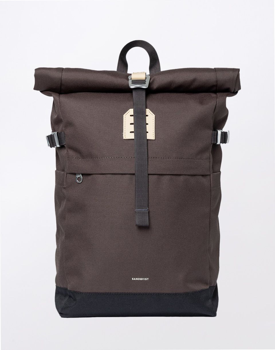 Sandqvist Icon Rolltop Backpack M Brown with natural leather