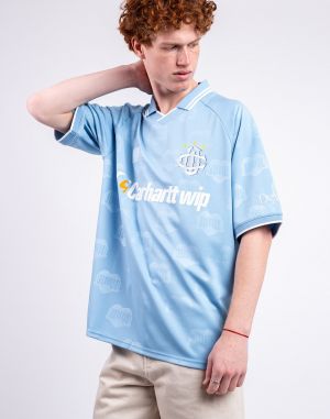 Carhartt WIP S/S HarttÉs Football T-Shirt Heart Train Jacquard, Bluebird