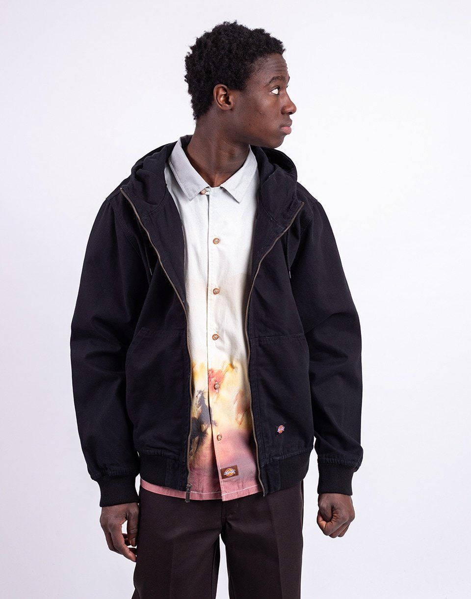 Dickies Duck Canvas Hooded Unlined Jacket STONE WASHED BLACK