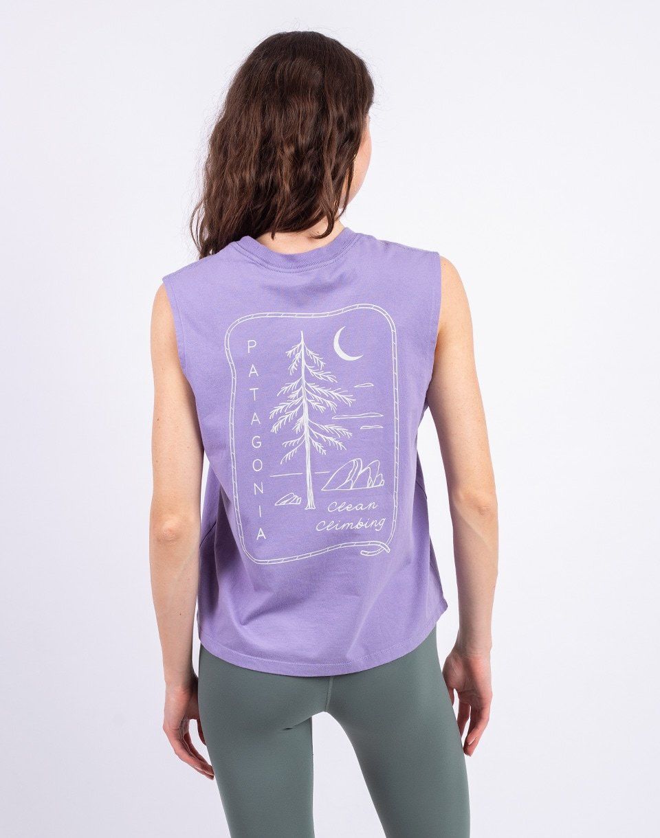 Patagonia W's Clean Climb Roots Boxy Organic Tank Concrete Purple