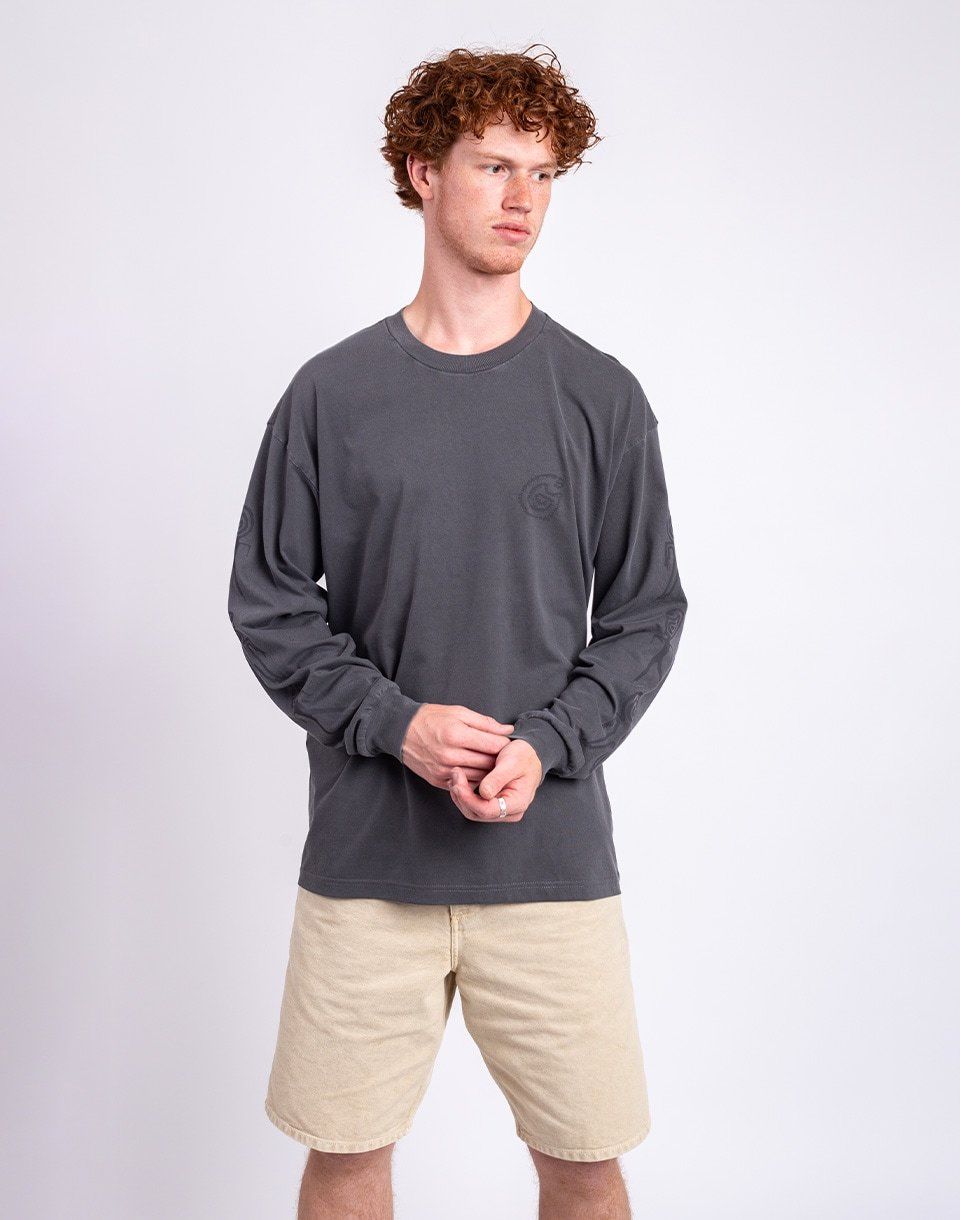 Carhartt WIP L/S Terrestrial T-Shirt Black/Graphite pigment garment dyed