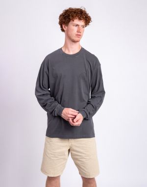 Carhartt WIP L/S Terrestrial T-Shirt Black/Graphite pigment garment dyed