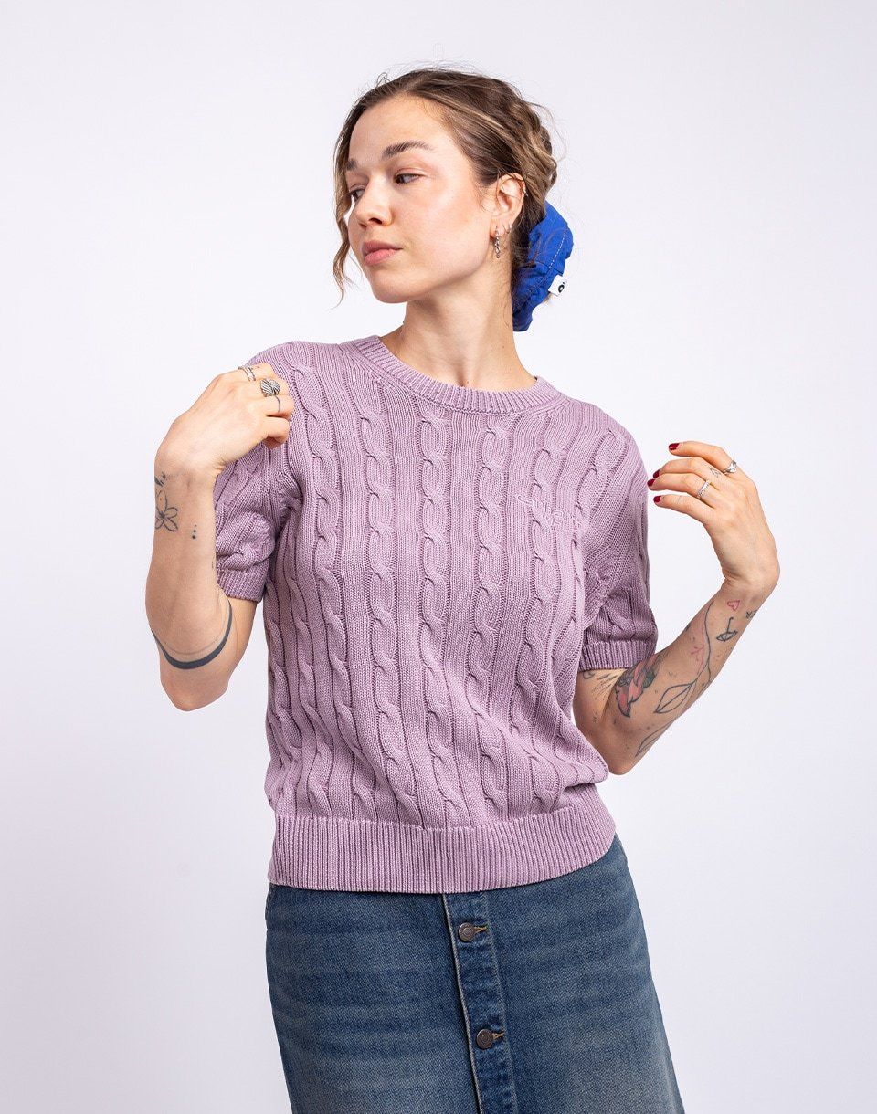 Carhartt WIP W' Carter Knit T-Shirt Pink Fog garment dyed