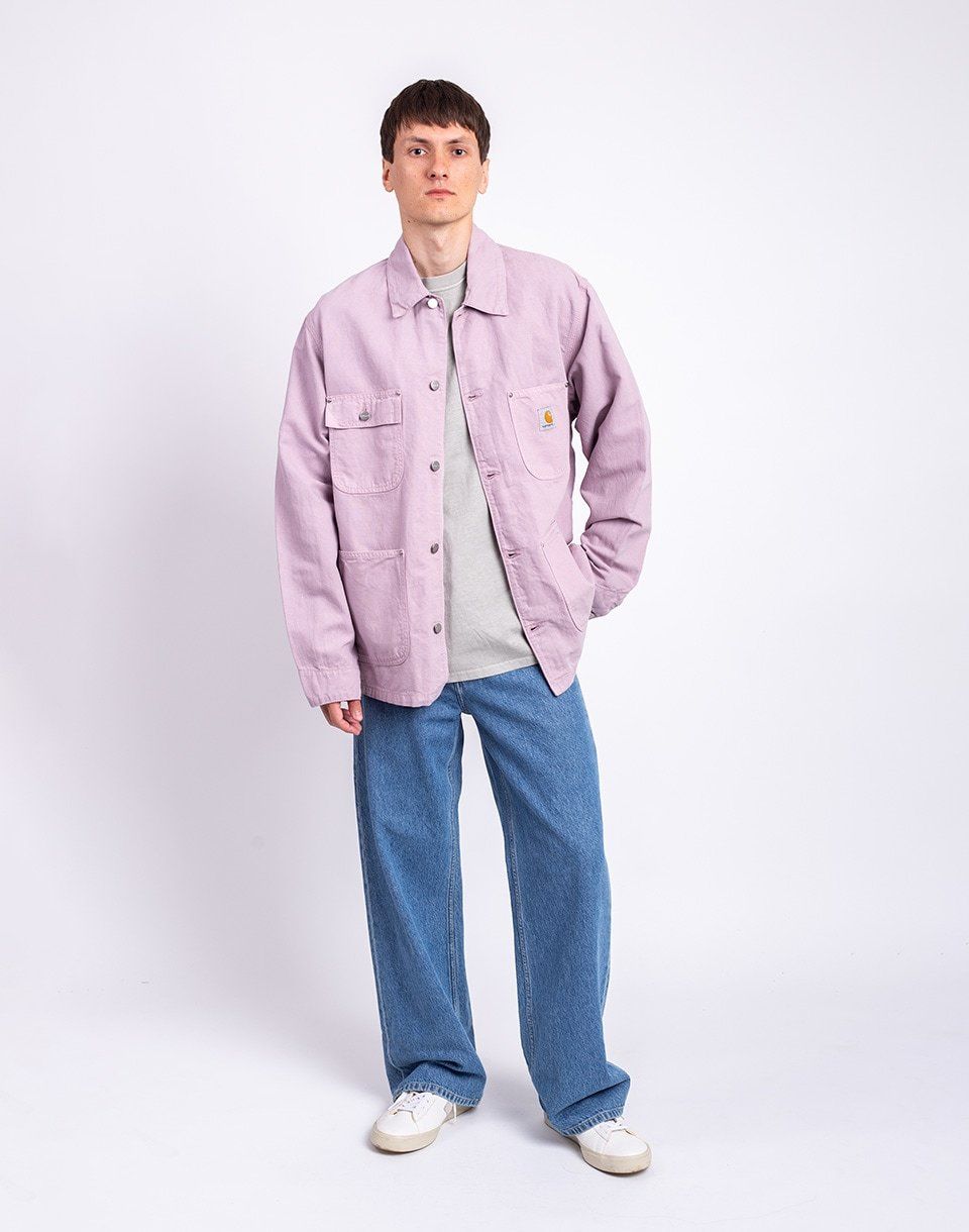 Carhartt WIP Walter Chore Coat Pink Fog garment dyed