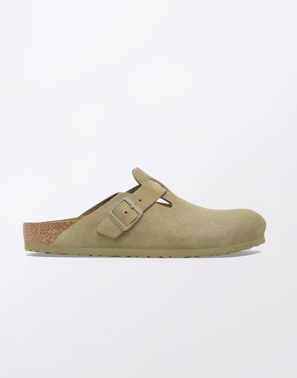 Birkenstock Boston Suede Leather Faded Khaki