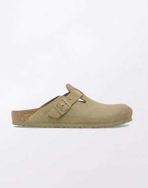 Birkenstock Boston Suede Leather Faded Khaki