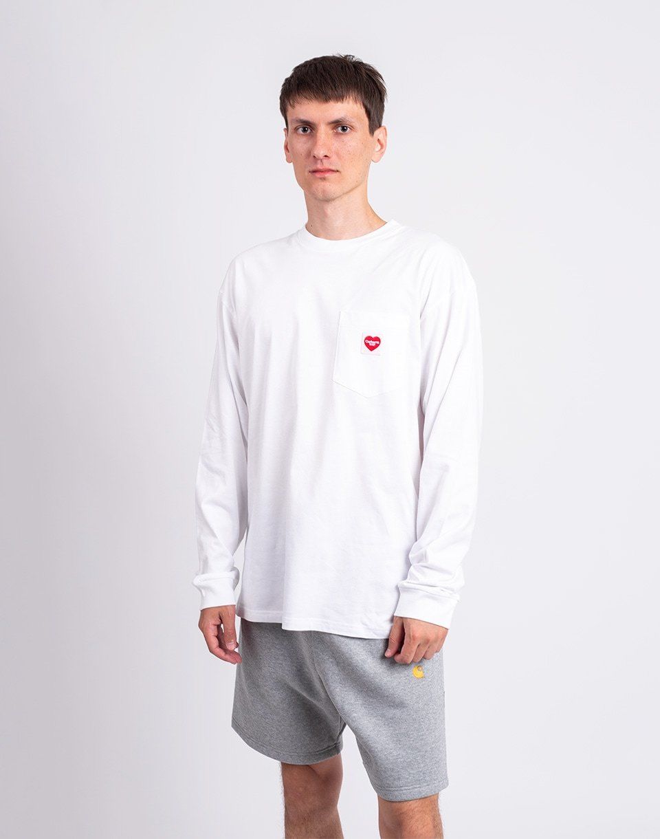 Carhartt WIP L/S Pocket Heart T-Shirt White/Red