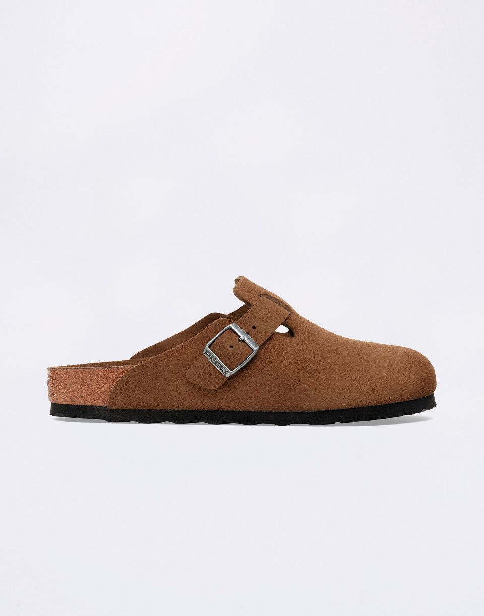 Birkenstock Boston Suede Leather Dark Tea Tonal FB