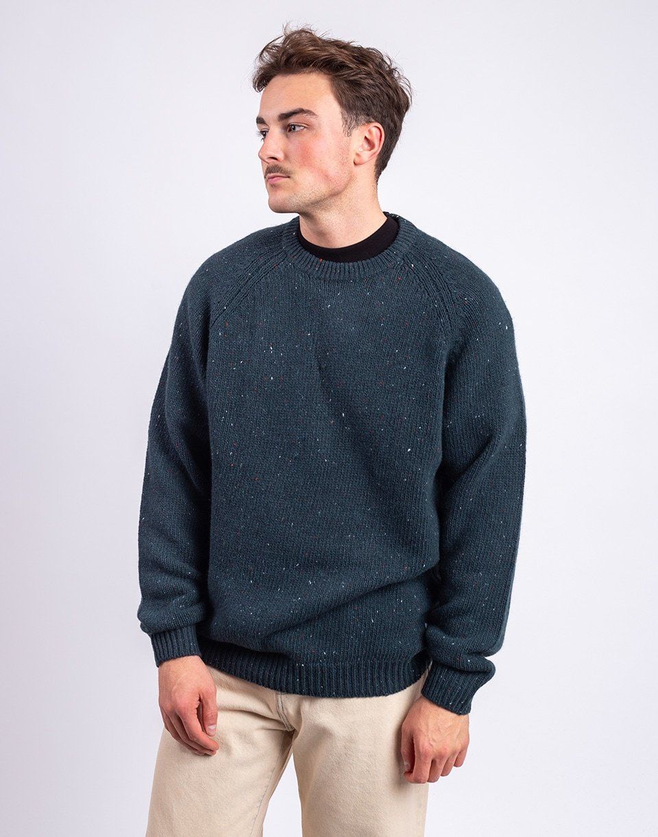 Carhartt WIP Anglistic Sweater Speckled Deep Lagoon