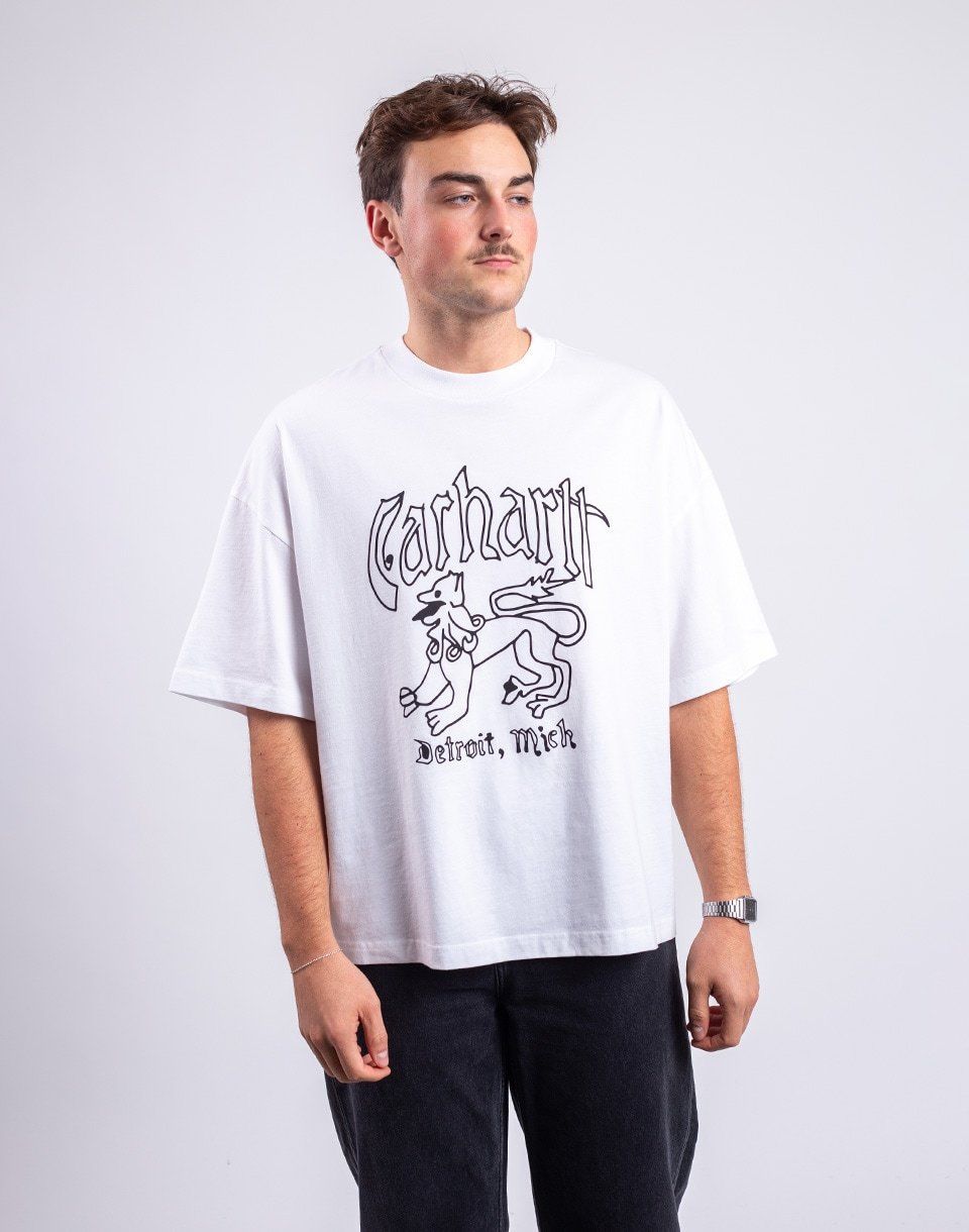 Carhartt WIP S/S Hackwork T-Shirt White heavy stone wash