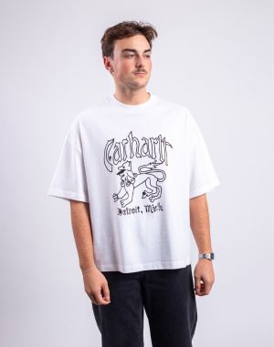 Carhartt WIP S/S Hackwork T-Shirt White heavy stone wash