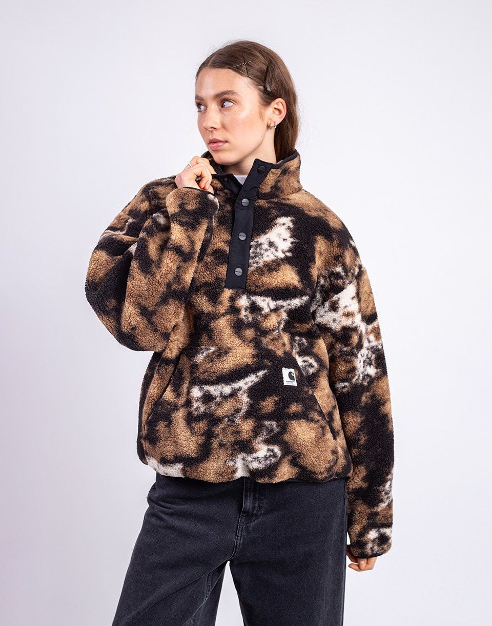 Dámske oblečenie - Dámske mikiny - Hnedá - Carhartt WIP W' Elliot High Neck Liner Wild Dog Jacquard/Black Carhartt WIP W' Elliot High Neck Liner Wild Dog Jacquard/Black