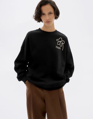 Thinking MU Flower Rope Black Jimena Sweatshirt BLACK