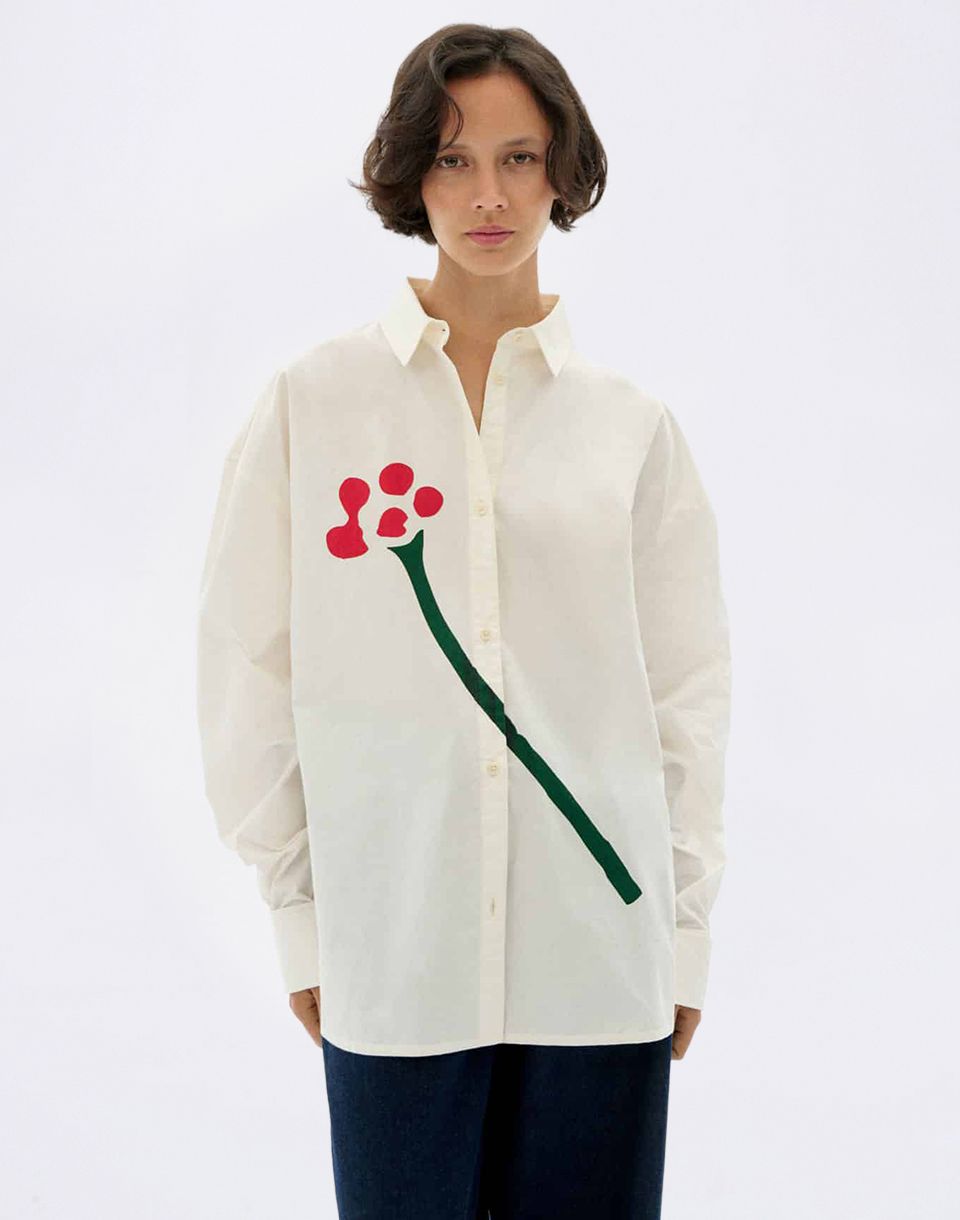 Thinking MU Flower TM Juana Blouse WHITE