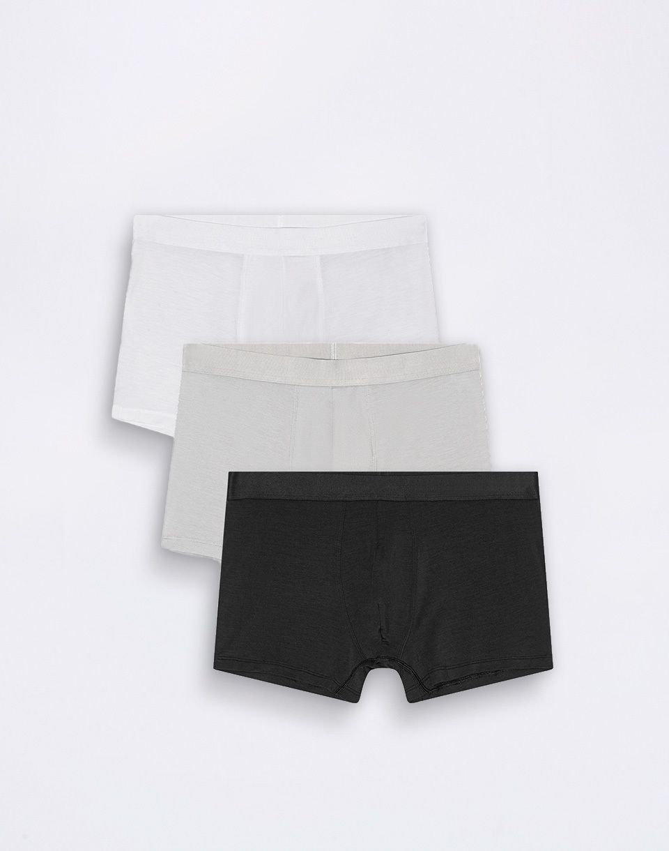 Organic Basics Premium Trunks 3-pack White / Hazy / Black