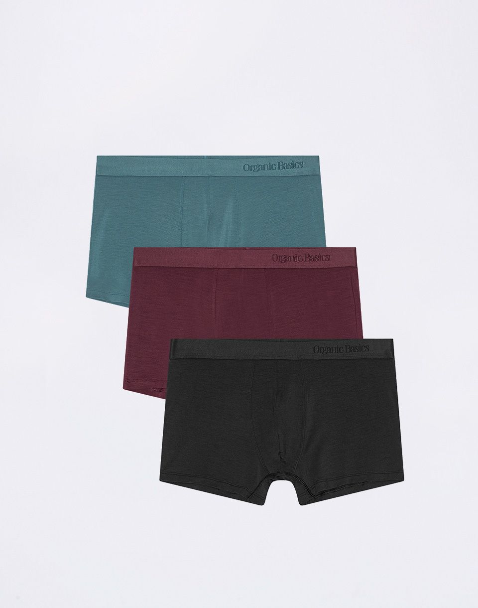 Organic Basics Premium Trunks 3-pack Space Blue / Plum / Black