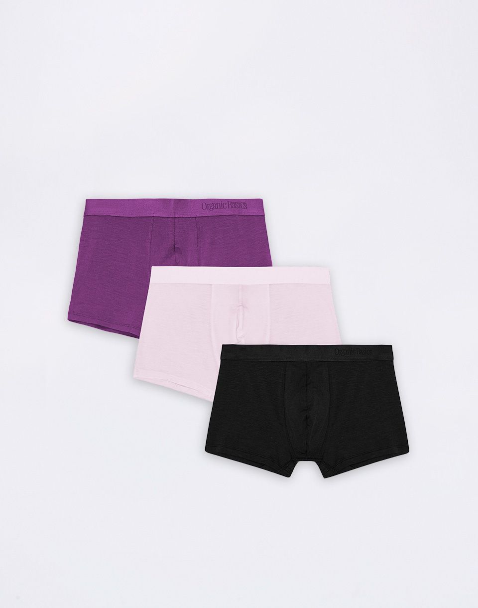 Organic Basics Soft Touch Trunks 3-pack Aubergine / Soft Lilac / Black