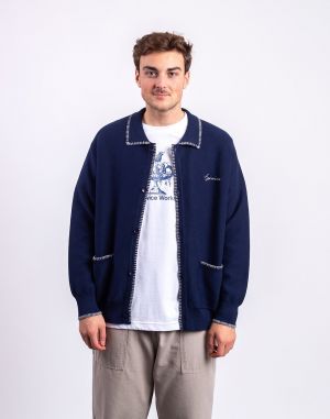 Service Works Blanket Stitch Cardigan NAVY