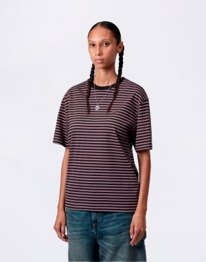 Carhartt WIP W' S/S Verner T-Shirt Verner Stripe, Black/Phlox