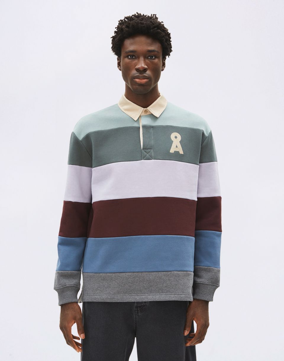 Armedangels Aadru LS Rugby Fleece 3447 mystic swamp-steel melange