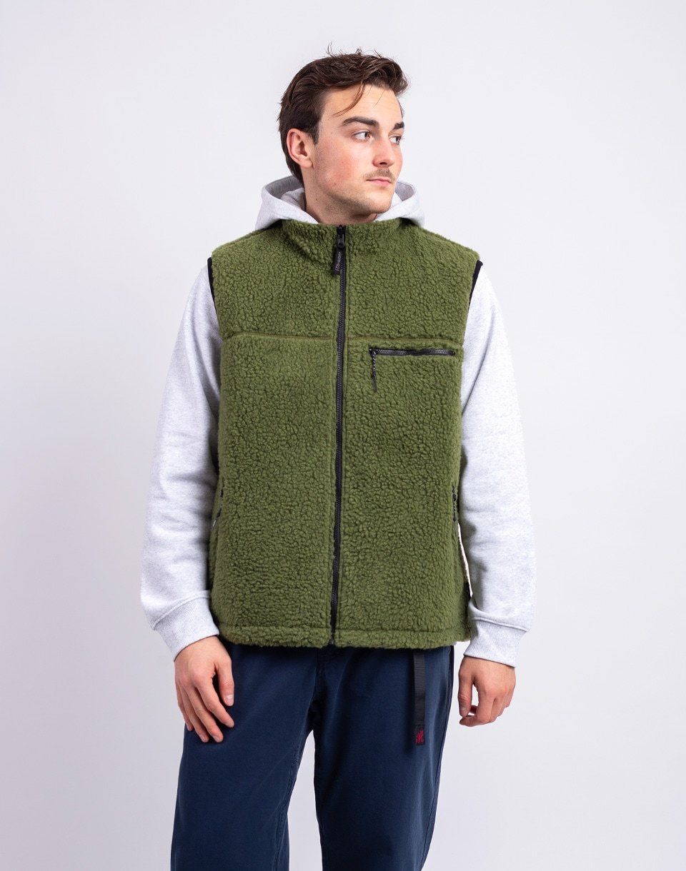 Gramicci Reversible Sherpa Vest OLIVE/DUSTY NAVY