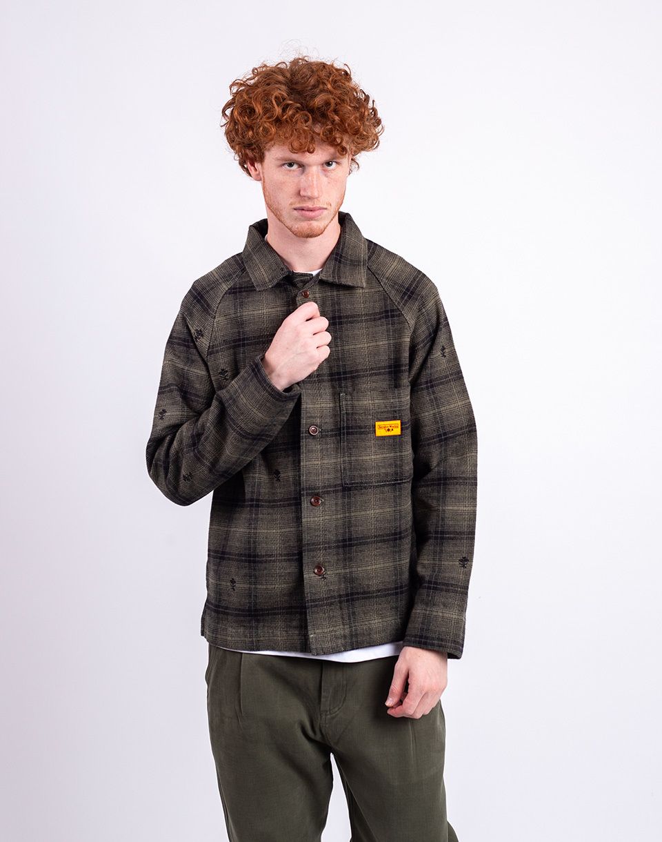 Service Works Thistle Plaid FOH Jacket OLIVE