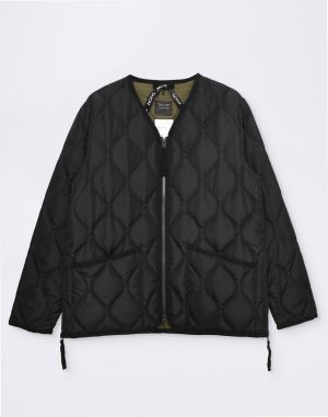 Taion Unisex Military W-Zip V-Neck Down Jacket BLACK