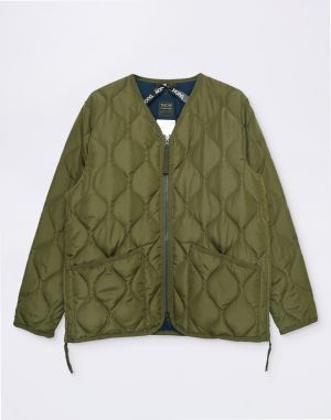 Taion Unisex Military W-Zip V-Neck Down Jacket OLIVE