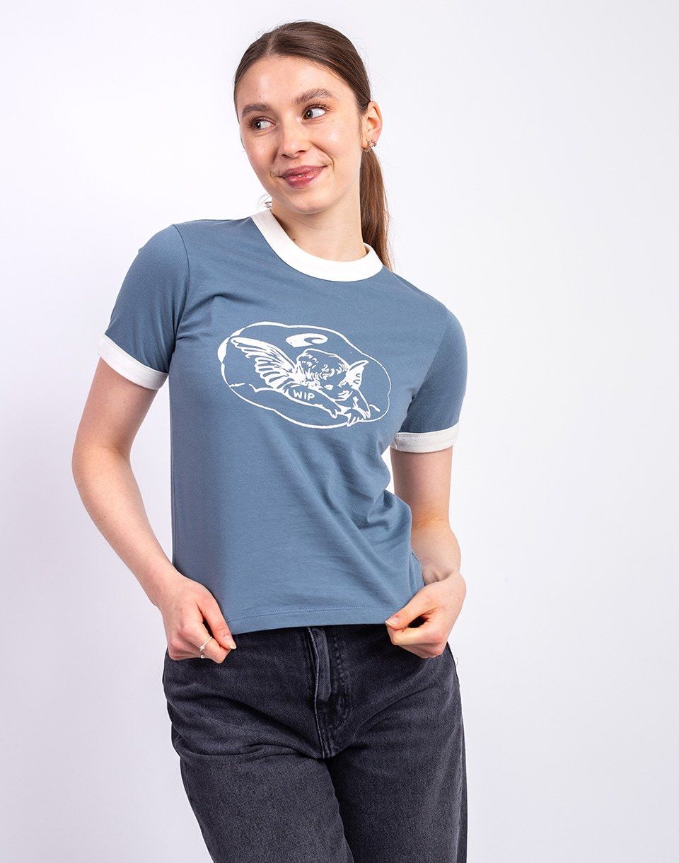 Carhartt WIP W' S/S Reminiscing Ringer T-S Velvet Blue heavy stone wash