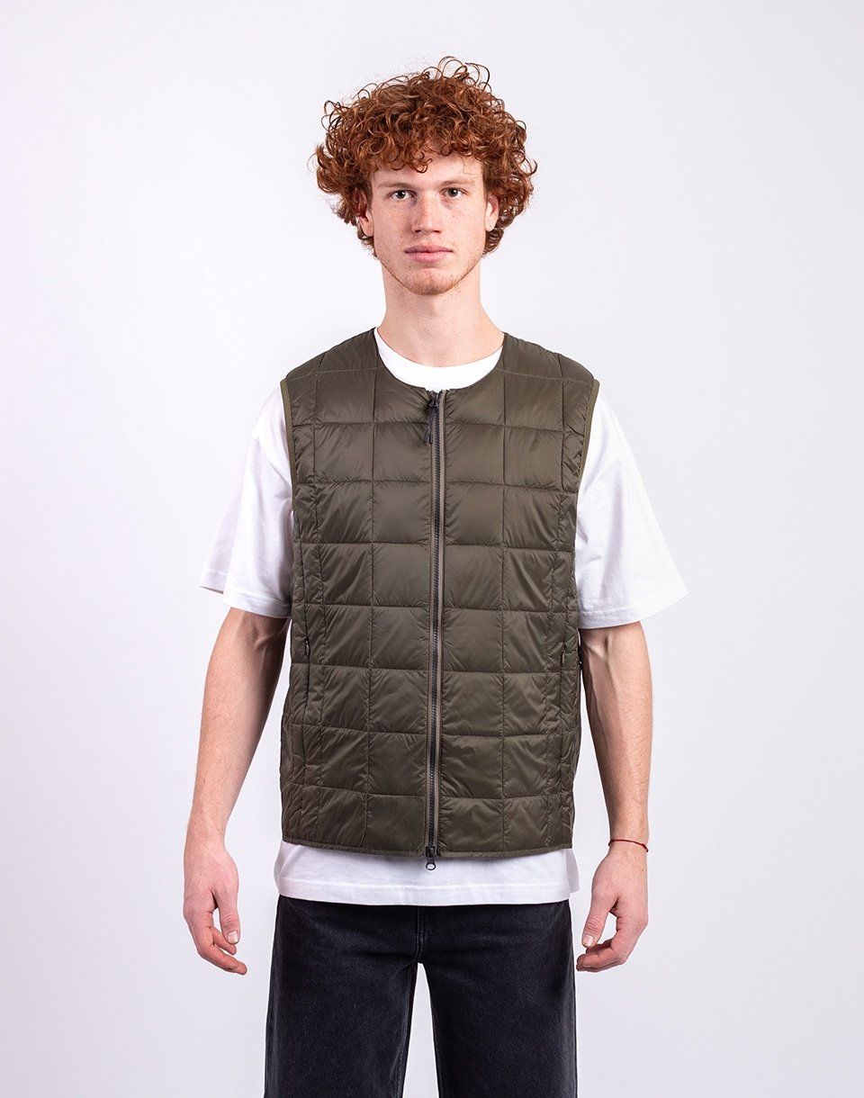 Taion Crew Neck Zip Down Vest D.OLIVE