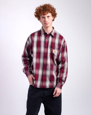 Carhartt WIP L/S Harlin Shirt Harlin Check, Chili Pepper