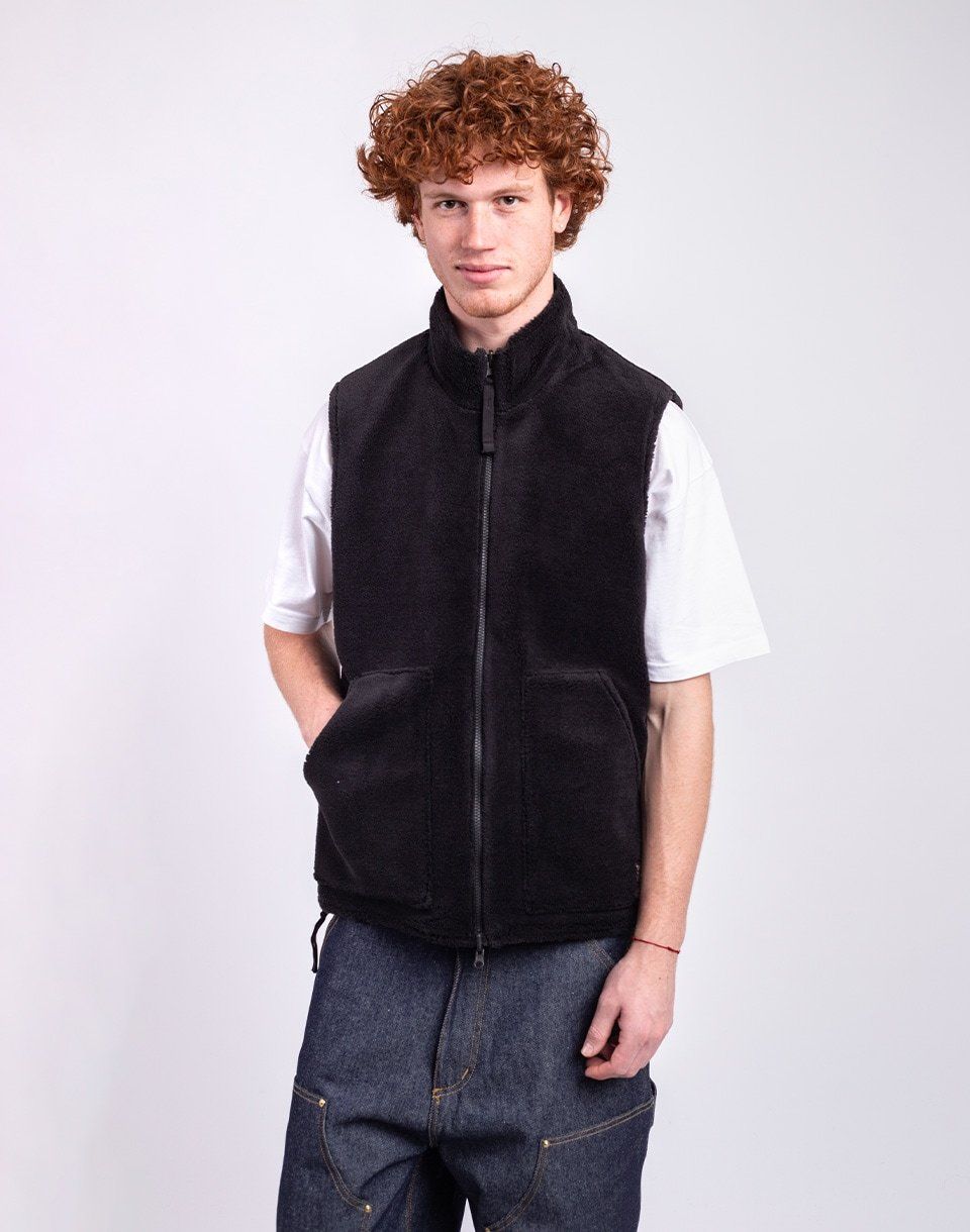Taion Non Down Military Reversible Boa Hi Neck Vest BLACK×BLACK
