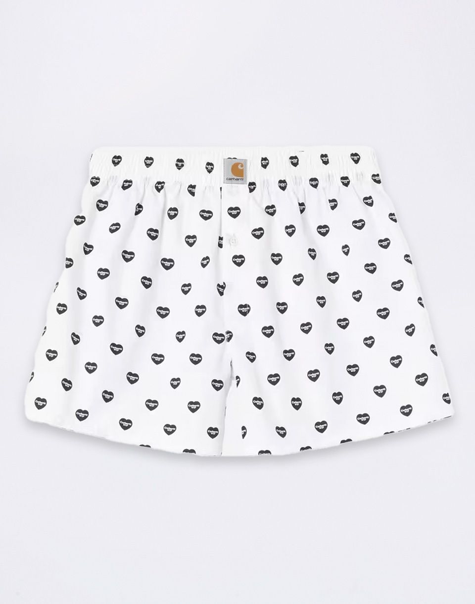 Carhartt WIP Cotton Boxer Heart Print, White/Black