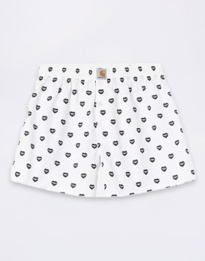 Carhartt WIP Cotton Boxer Heart Print, White/Black