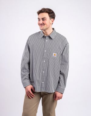 Carhartt WIP L/S Daldry Shirt Daldry Stripe, Black/Wax