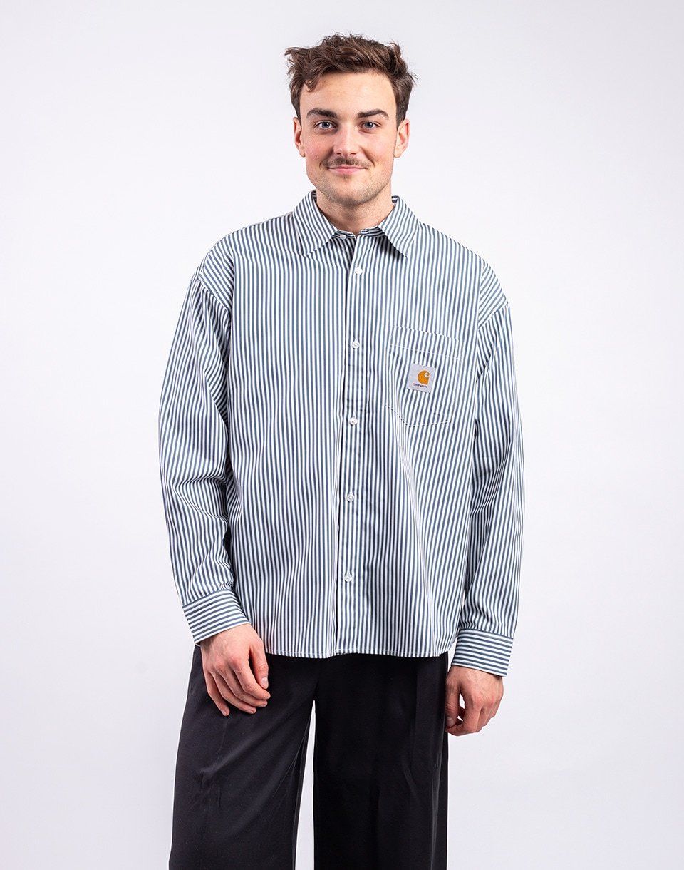 Carhartt WIP L/S Daldry Shirt Daldry Stripe, Office Blue