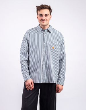 Carhartt WIP L/S Daldry Shirt Daldry Stripe, Office Blue