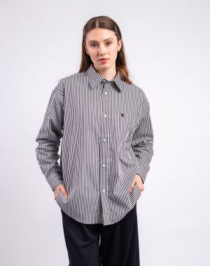 Carhartt WIP W' L/S Daldry Shirt Daldry Stripe, Black/Wax