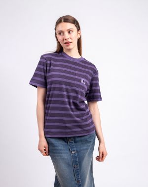 Carhartt WIP W' S/S Hanson Pocket T-Shirt Hanson W Stripe, Lokers garment dyed