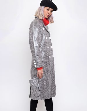 House of Sunny Long Tailored Nostalgia Trench Controlled Check