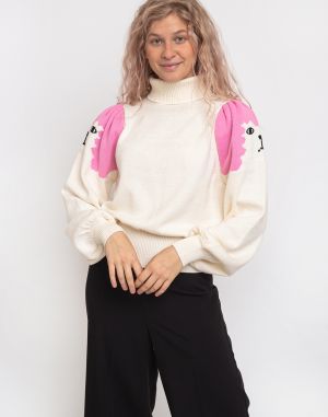Lazy Oaf Poodle Puff Sleeve Knitted Jumper White